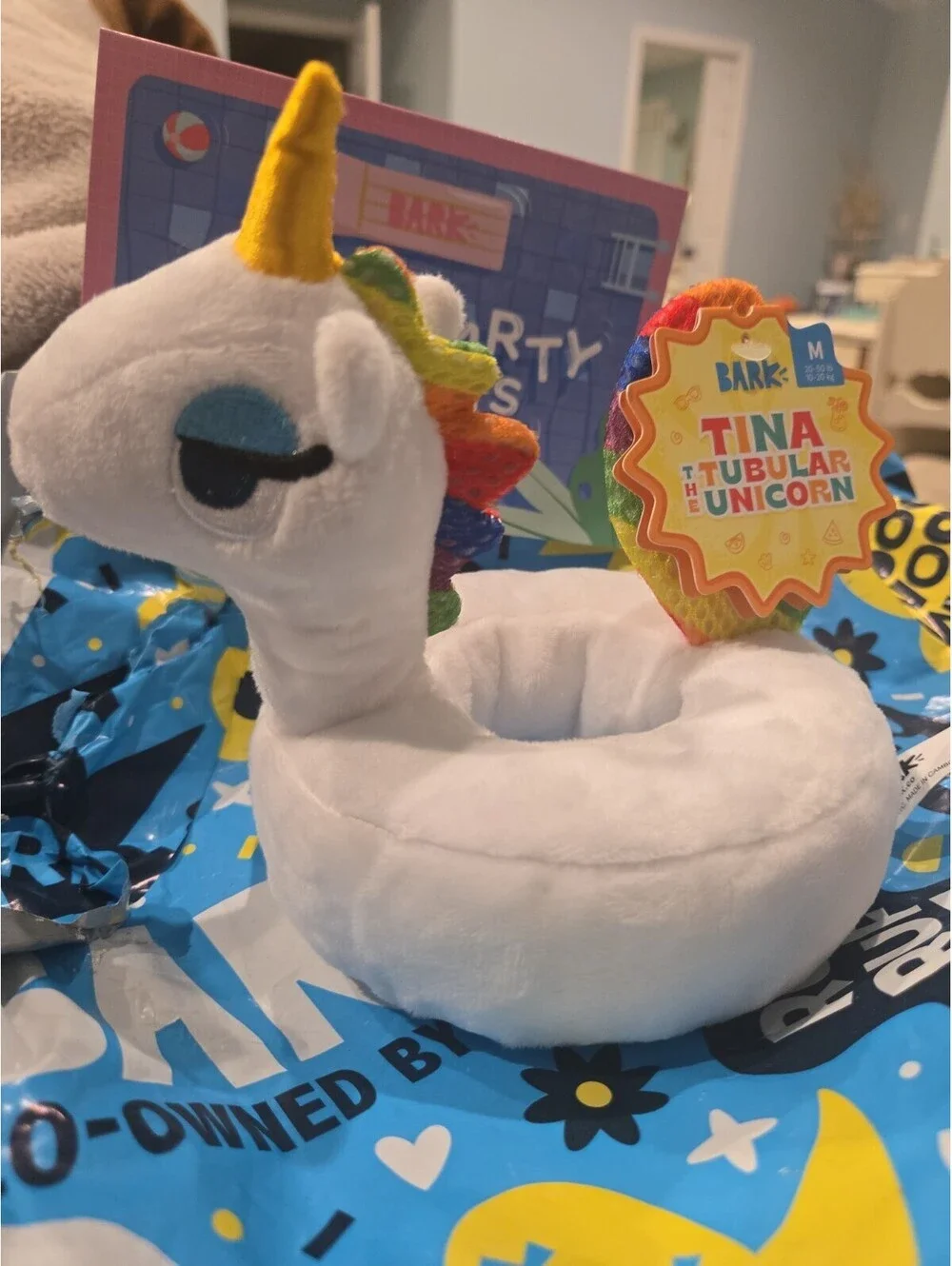 Bark Box Tina The Tubular Unicorn  Pool Float Plush Size Medium Dog Toy NWT